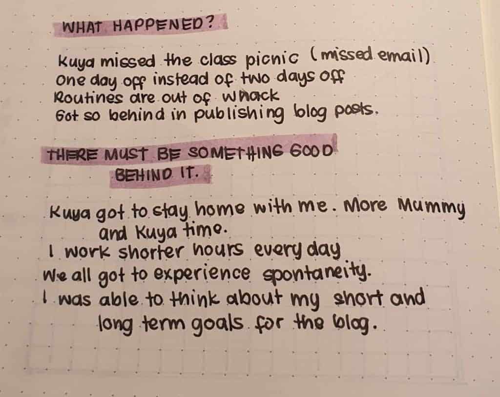 Write down your thoughts when feeling overwhelmed