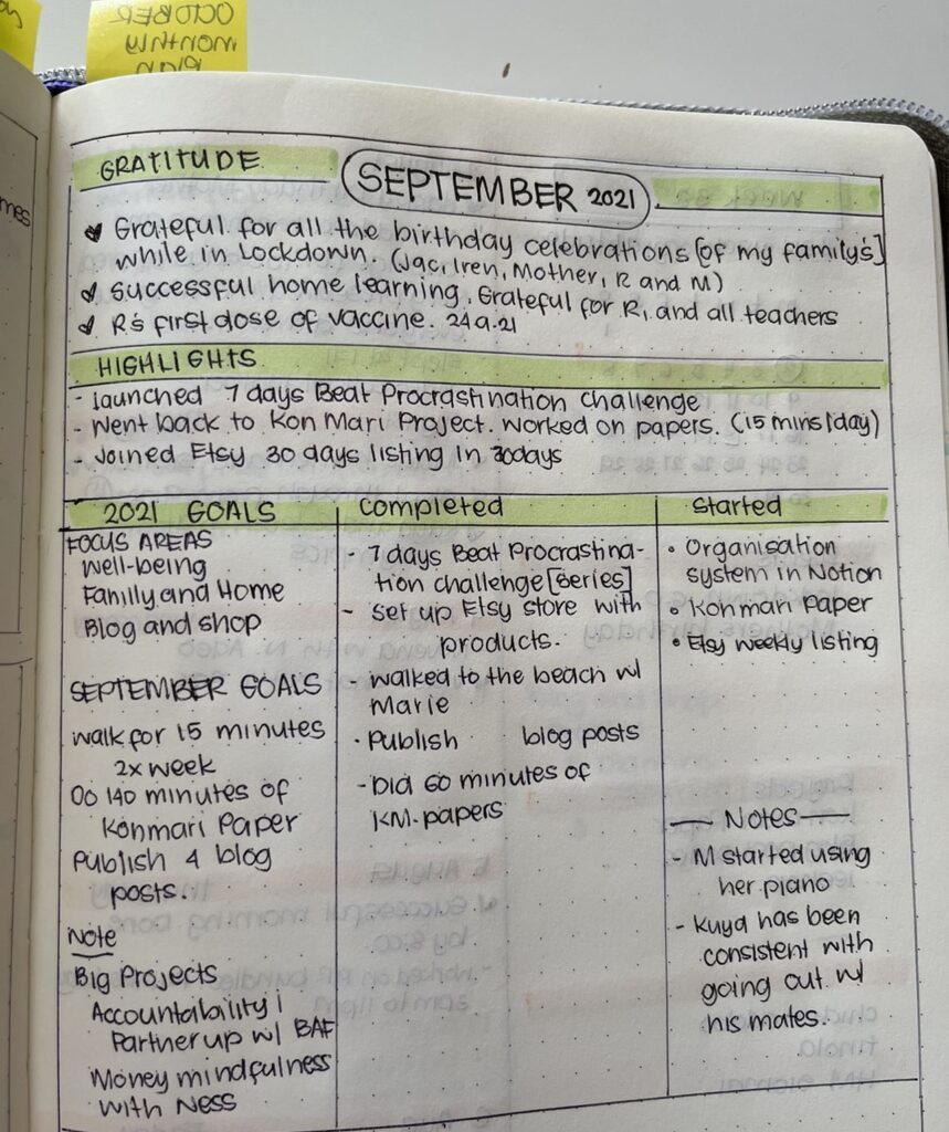 2021-10 Sep monthly review 3 simple planning tricks