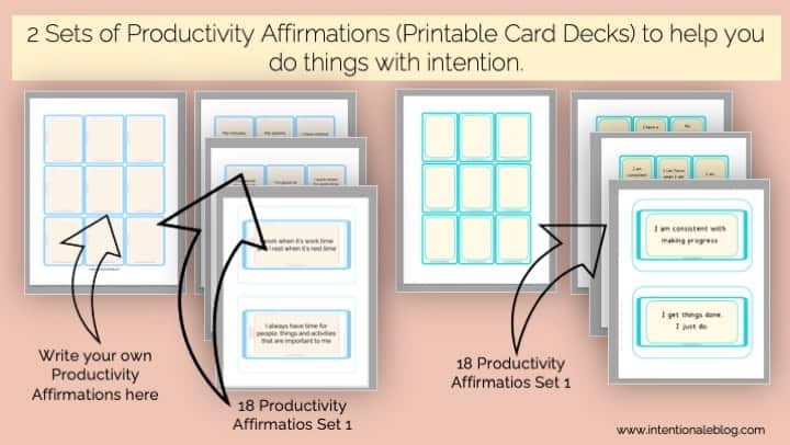 image or mock up of productivity affirmations printable card deck 