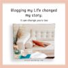 Featured image of Blogging my life changed my story a white couch with a rosegold laptop, with mint infused water in the glass bottle on top of a table together with stationery items