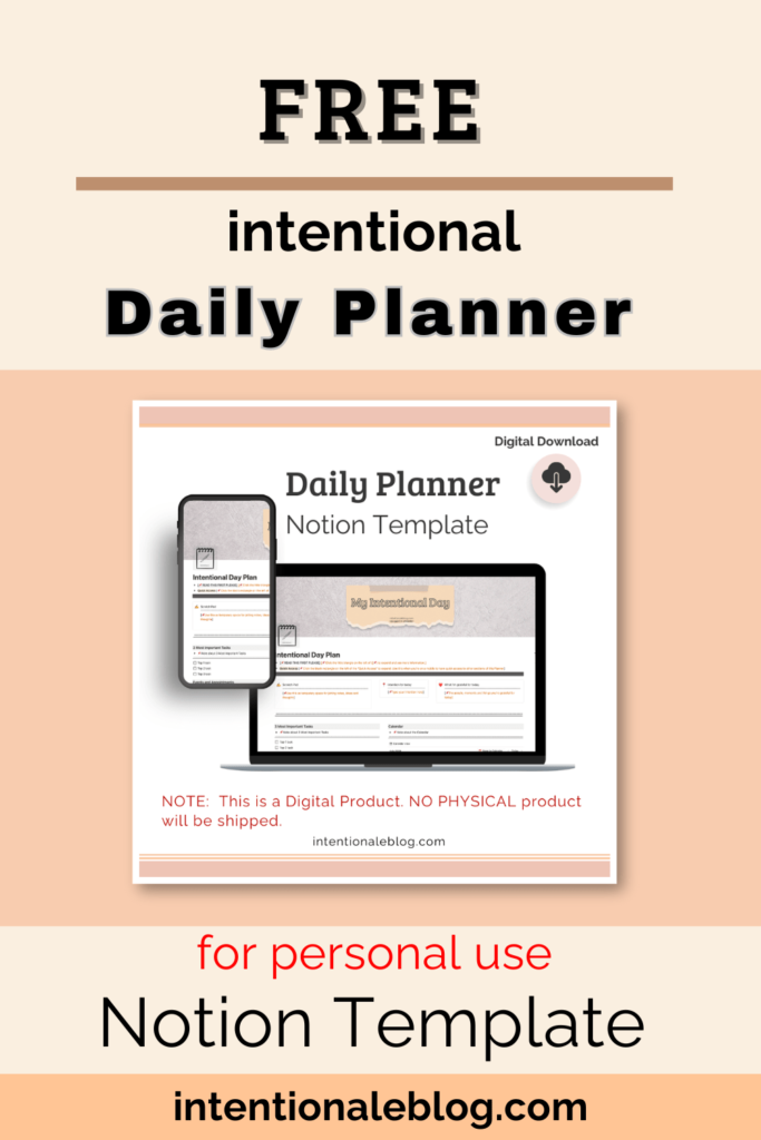 Image of a Pinterest pin showcasing the free Day Planner in Notion