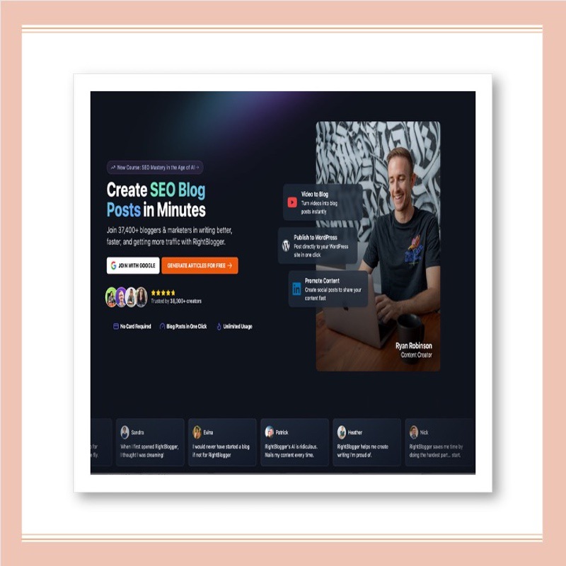 image of RightBlogger SEO tool mock up 